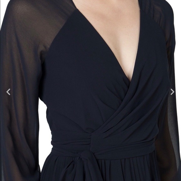 BAGDLEY MISCHKA PLEATED WRAP GOWN NAVY - Picture 3 of 10